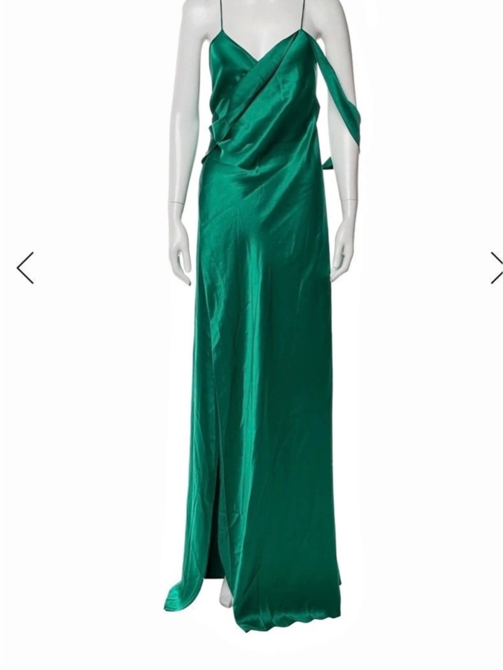 Michelle Mason Open Back Cowl Bias Gown Silk Maxi Dress in Green